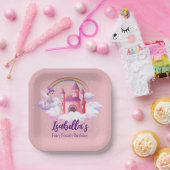 Fairy Kid's Birthday Fairytale Castle Rainbow  ペーパープレート (パーティー)