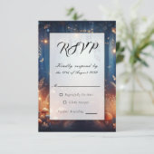  Fairy Lights and Moonlit Forest Magic Wedding 出欠カード (スタンド正面)