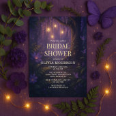 Fairy Lights Enchanted Forest Purple Bridal Shower 招待状