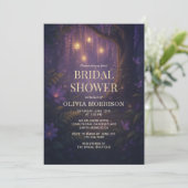 Fairy Lights Enchanted Forest Purple Bridal Shower 招待状 (スタンド正面)