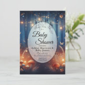 Fairy Lights in a Moonlit Forest Baby Shower 招待状 (スタンド正面)