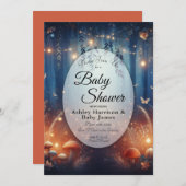 Fairy Lights in a Moonlit Forest Baby Shower 招待状 (正面/裏面)