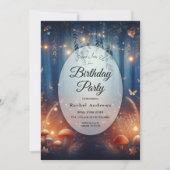 Fairy Lights in a Moonlit Forest Birthday Party 招待状 (正面)
