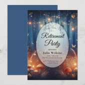 Fairy Lights in a Moonlit Forest Retirement Party 招待状 (正面/裏面)