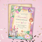 Fairy Magical Princess garden castle 4th Birthday 招待状