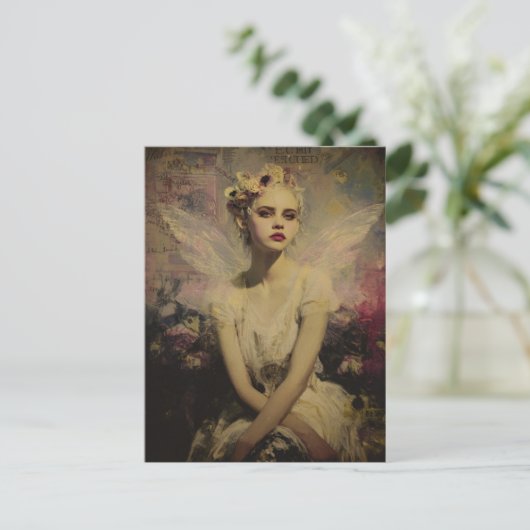 Fairy Mixed Media Collage ポストカード (スタンド正面)