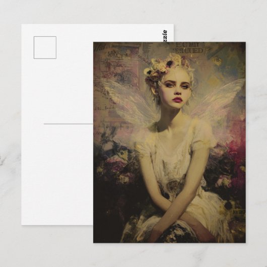Fairy Mixed Media Collage ポストカード (正面/裏面)