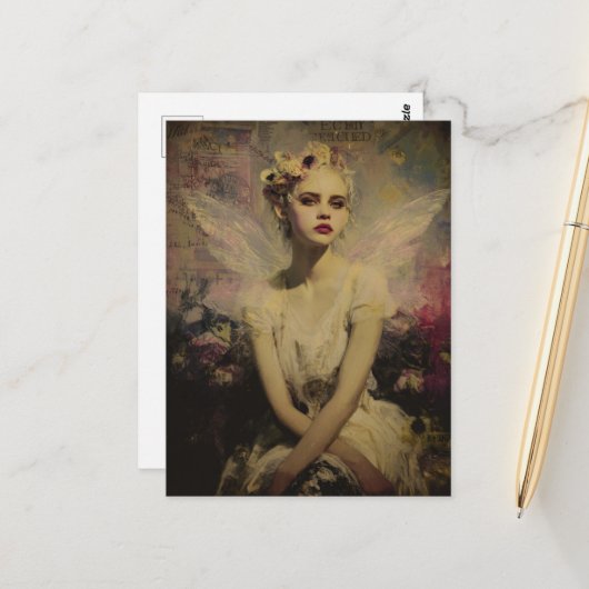 Fairy Mixed Media Collage ポストカード (正面/裏面インサイチュ)