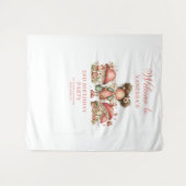 Fairy Mushroom 7th Birthday Pink Backdrop タペストリー (正面(横))