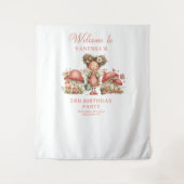 Fairy Mushroom 7th Birthday Pink Backdrop タペストリー (正面)