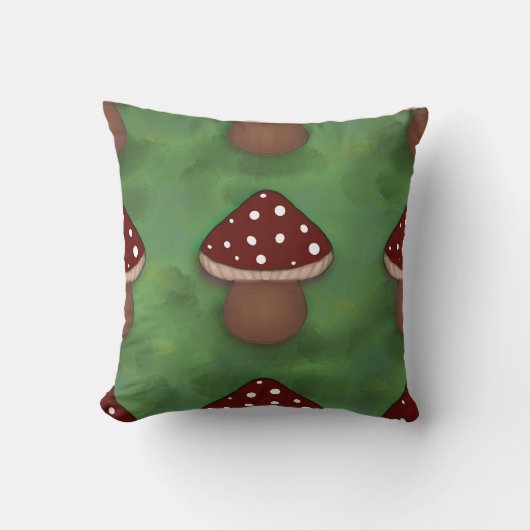 Fairy Mushroom Cushion - green and red   クッション (正面)
