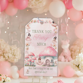 Fairy Mushroom House Pink Birthday ギフトタグ