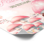 Fairy Mushroom House Pink Birthday ポスター (角)