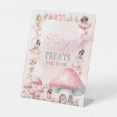 Fairy Mushroom House Pink Birthday Favors 台座サイン (正面)