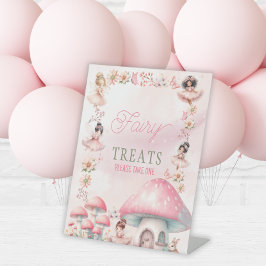 Fairy Mushroom House Pink Birthday Favors 台座サイン