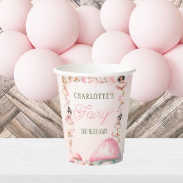 Fairy Mushroom House Pink Birthday Paper cup 紙コップ