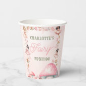 Fairy Mushroom House Pink Birthday Paper cup 紙コップ (正面)