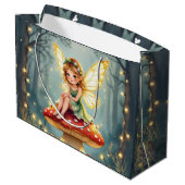 Fairy on a Mushroom in Enchanted Forest Christmas ラージペーパーバッグ (裏面アングル)