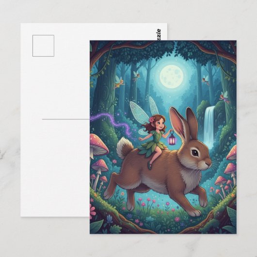 Fairy on a Rabbit ポストカード (正面/裏面)