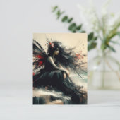 Fairy on a Seaside cliff  in Black Dress ポストカード (スタンド正面)