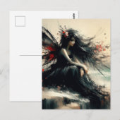 Fairy on a Seaside cliff in Black Dress ポストカード (正面/裏面)