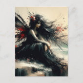 Fairy on a Seaside cliff  in Black Dress ポストカード (正面)