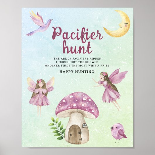 Fairy pacifier hunt baby shower game ポスター (正面)