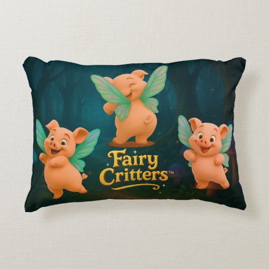 Fairy Piglet Trio Accent Pillow アクセントクッション (正面)