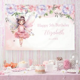 Fairy pink forest Happy Birthday  backdrop banner 横断幕
