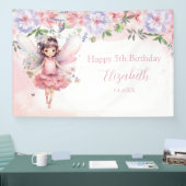 Fairy pink forest Happy Birthday  backdrop banner 横断幕 (トレードショー)