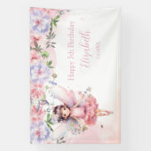 Fairy pink forest Happy Birthday  backdrop banner 横断幕 (縦)