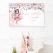 Fairy pink forest Happy Birthday  backdrop banner 横断幕 (インサイチュ)