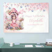 Fairy pink forest Happy Birthday backdrop banner 横断幕 (トレードショー)