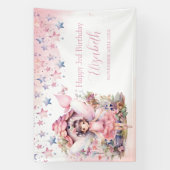 Fairy pink forest Happy Birthday  backdrop banner 横断幕 (縦)