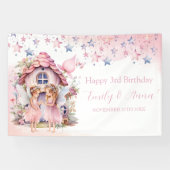 Fairy pink forest Happy Birthday  backdrop banner 横断幕 (横)