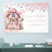 Fairy pink forest Happy Birthday backdrop banner 横断幕 (トレードショー)