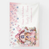 Fairy pink forest Happy Birthday  backdrop banner 横断幕 (縦)