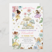 Fairy Princess Flower Garden Girls Birthday 招待状 (正面/裏面)