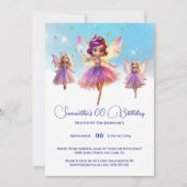 Fairy princess girls birthday party  招待状 (正面)