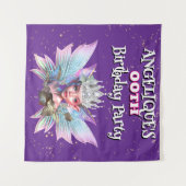 Fairy princess purple decorations girls birthday タペストリー (正面(横))