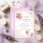 Fairy Princess Unicorn Girl 1st Birthday 招待状