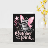 Fairy Raccoon In October We Wear Pink Breast Cance カード (黄色い花)