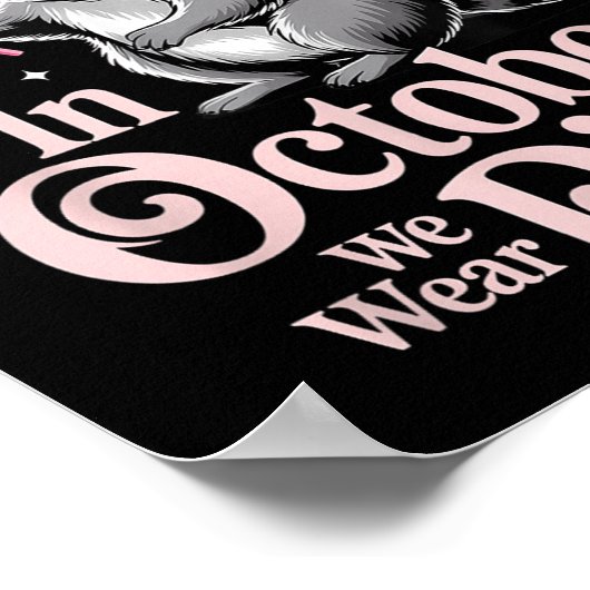 Fairy Raccoon In October We Wear Pink Breast Cance ポスター (角)