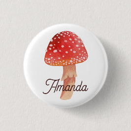 Fairy red mushroom. Woodland fly agaric. Amanita 缶バッジ