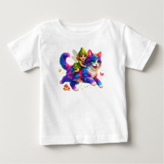 Fairy Riding Colorful Cat T-Shirt – Cute FaT-shirt ベビーTシャツ
