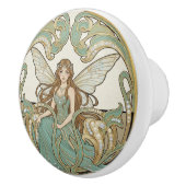 Fairy Sage Green & Gold Art Deco Nouveau セラミックノブ (右)