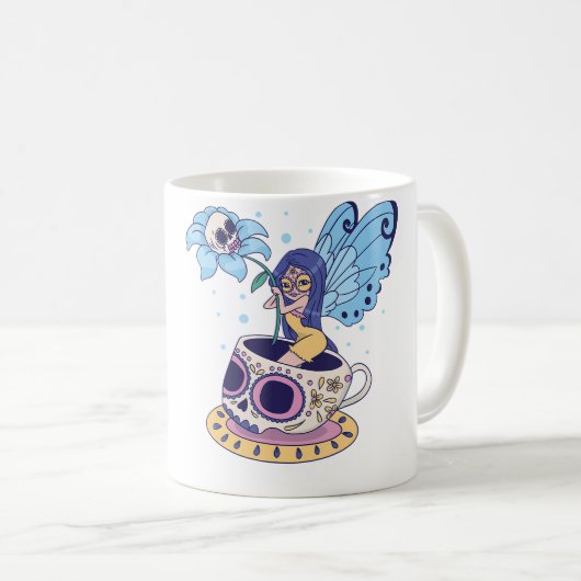 Fairy Sugar Skull Mug Butterfly Tea Pot Witch Magi コーヒーマグカップ (正面右)