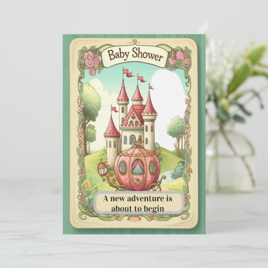 Fairy Tale Castle Baby Shower Invitation 招待状 (スタンド正面)