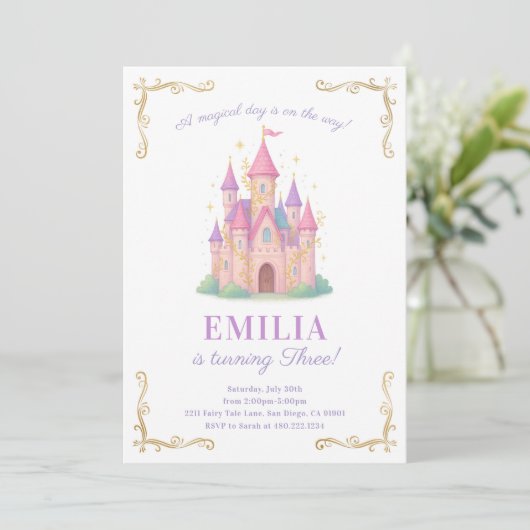 Fairy Tale Castle Birthday Party Invitation 招待状 (スタンド正面)