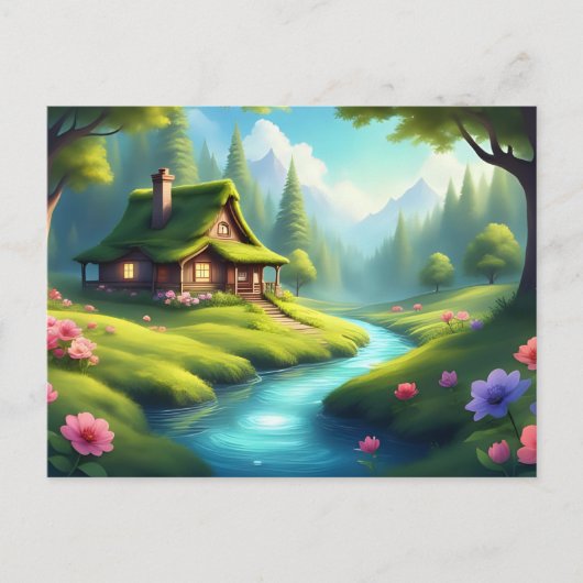 Fairy Tale Cottage by the River  ポストカード (正面)